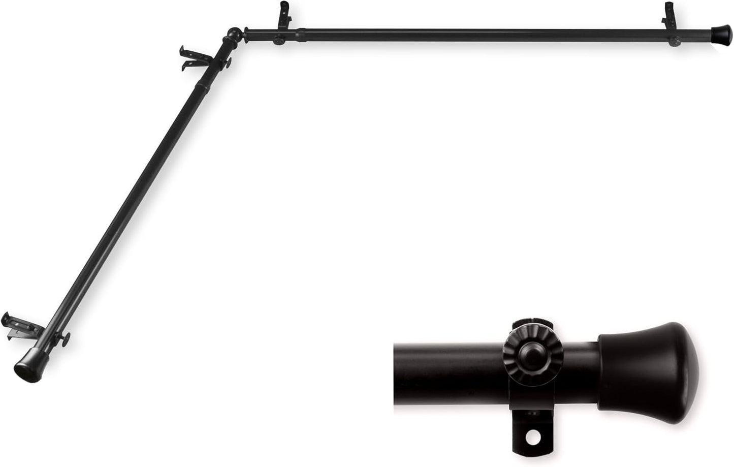 Rod Desyne Corner curtain Rod - 48-in to 84-in - Stainless Steel - Cocoa
