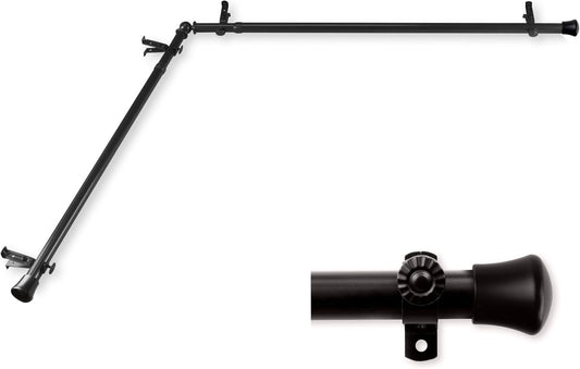 Rod Desyne Corner curtain Rod - 48-in to 84-in - Stainless Steel - Cocoa