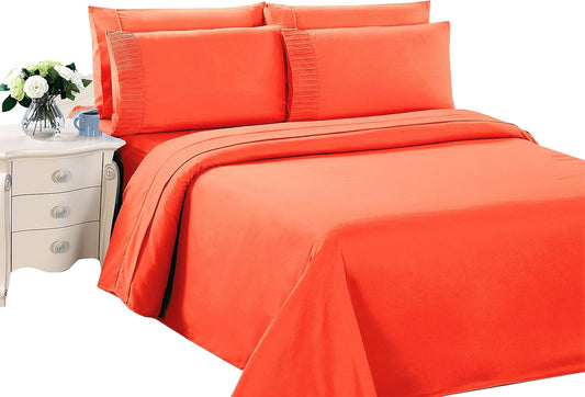 Ultra Soft Silky Full/Double Deep Pocket Solid Rayon from Bamboo All Season 6 Pieces Sheet Set with 4 Pillowcases