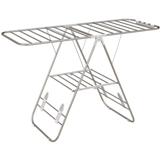 HOMCOM Clothes Drying Rack, 2-Tier Foldable Adjustable Laundry Rack