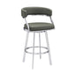 Armen Living Saturn Modern 26" Seat Height Gray Faux Leather and Brushed Stainless Steel