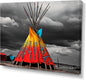 Native American Art Wall Art, Soulful Connections Colorful and Grey Native Tipi, 24x32 inches