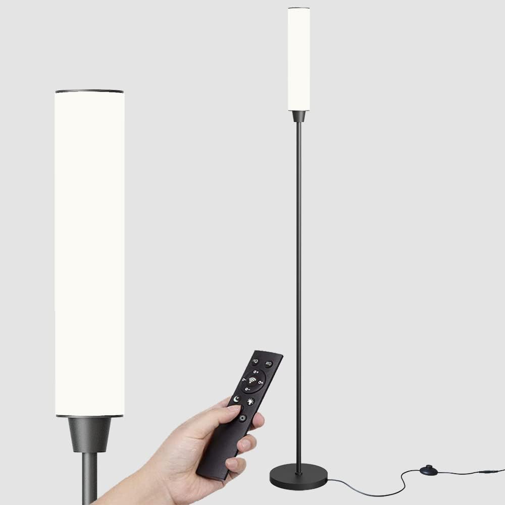 Nukanu Floor Lamp with Remote Control, Stepless Adjustable 3000K-6000K Colors and 10-100% Brightness,Standing Light with Foot Switch