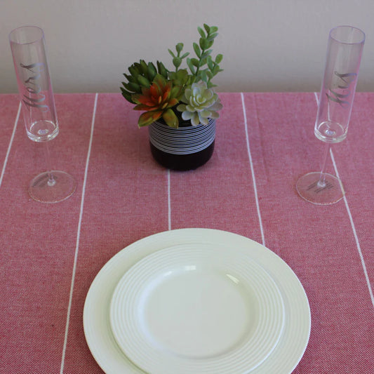 Cannady Red Striped 100% Cotton Table Cloth