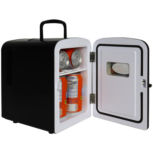 Koolatron Retro Mini Portable Fridge 4L Compact Refrigerator  Personal Cooler with 12V and AC Cords