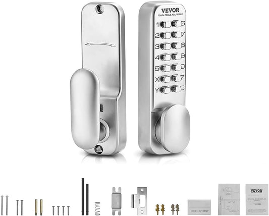 VEVOR Mechanical Keyless Entry Door Lock, 14 Key Mechanical Door Lock, Mechanical Keypad Door Knob, Single-Side Stainless Steel Waterproof