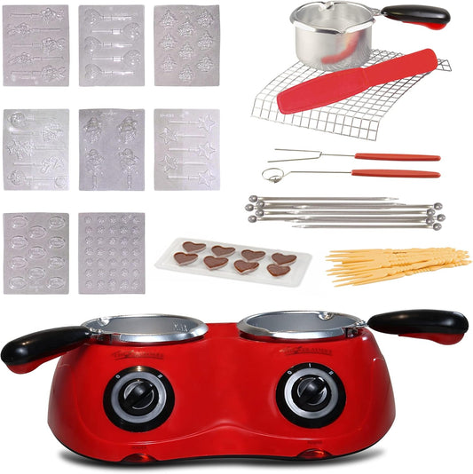 Total Chef Deluxe Dual Chocolate Melter with Accessory Kit - 17.6 oz (500 g) Capacity - Perfect for Fondue, Candy Making and Desserts