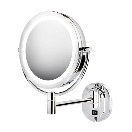 Jerdon 8" Lighted Wall Mount Magnified Makeup Mirror, Direct Wire