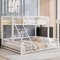 Full XL over Queen Floor Bunk Bed Frame with Ladder and Safety Guardrails