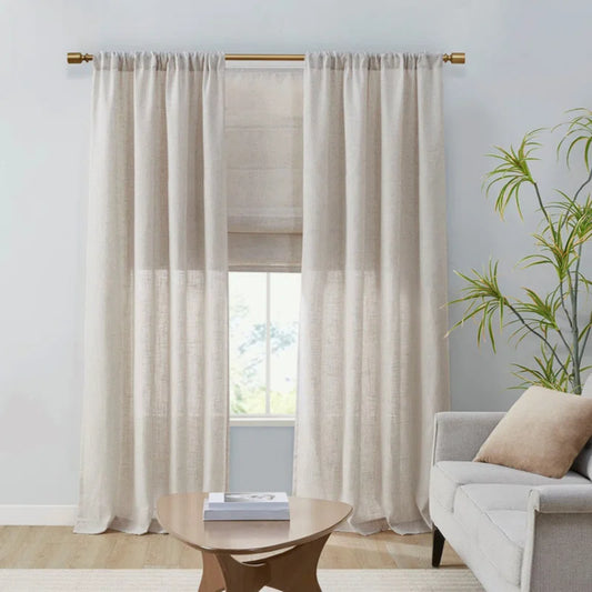 Cotton Linen Blended Light Filtering Curtain, Back Tab Hooks 52x84