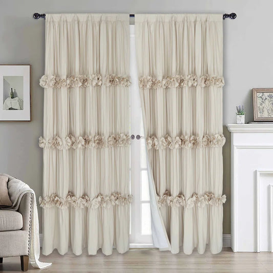 Polyester Room Darkening Curtain Pair 52x96 Camel