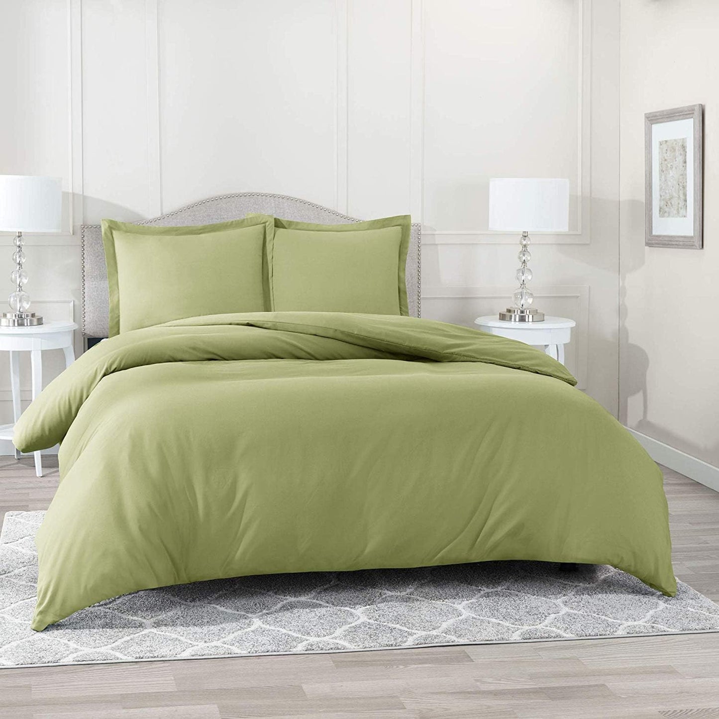 Comfort Store Bedding 2 Piece 500 GSM Comforted Set Collection Organic Cotton 300 Thread Count Solid 1 Duvet Cover, 1 Comforter (Olive Twin)