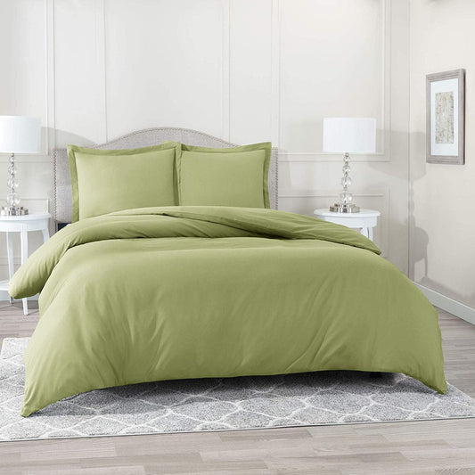 Comfort Store Bedding 2 Piece 500 GSM Comforted Set Collection Organic Cotton 300 Thread Count Solid 1 Duvet Cover, 1 Comforter (Olive Twin)