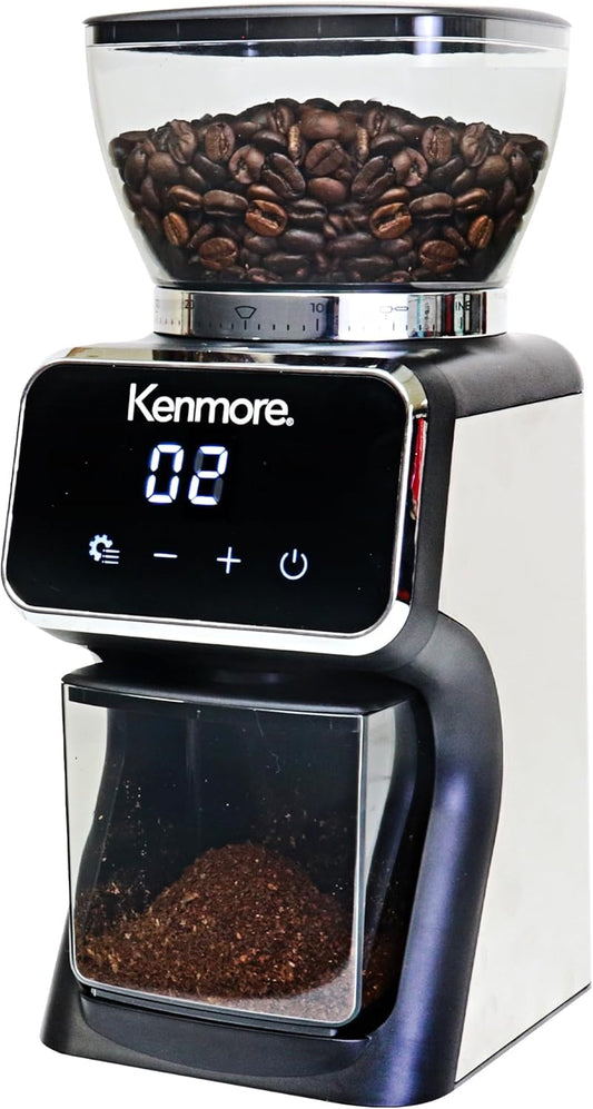Kenmore Electric Conical Burr Coffee Grinder - Adjustable Grind Size for Espresso, French Press, Drip, Bean Mill, Digital Control, Spice Grinding, Coffee Grinders