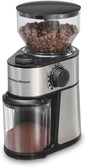 Hamilton Beach Electric Burr Coffee Grinder with Large 16oz Hopper,18 Settings For 2-14 Cups,Easy pour, Dishwasher safe removable Burr, 200 Watts, Stainless Steel (80385)