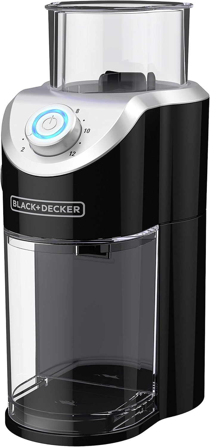Black & Decker Burr Mill Coffee Grinder, CBM310BD, Removable Grounds Container, Black