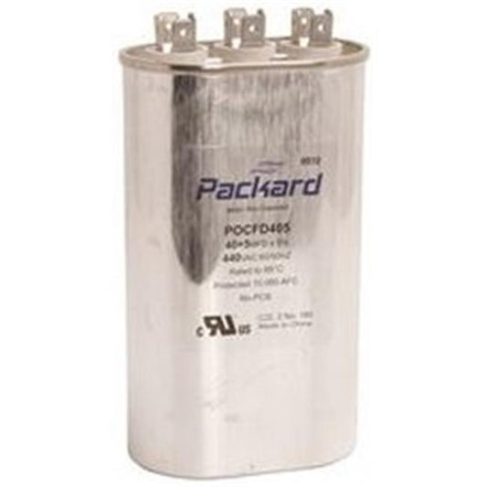 Packard Dual Oval Motor Run Capacitor, 40/5 Mfd, 440 Vac