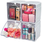 Deflecto 421103CR Tilt Bin Interlocking Storage Organizer, 4 pk
