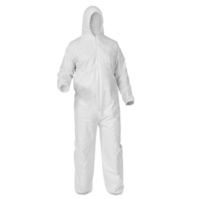 Kleenguard A40 Liquid And Particle Protection Coveralls, Zipper Front, White, Large