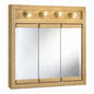 Richland Nutmeg Oak 4-Light Tri-View Wall Cabinet, 30" by 30"
