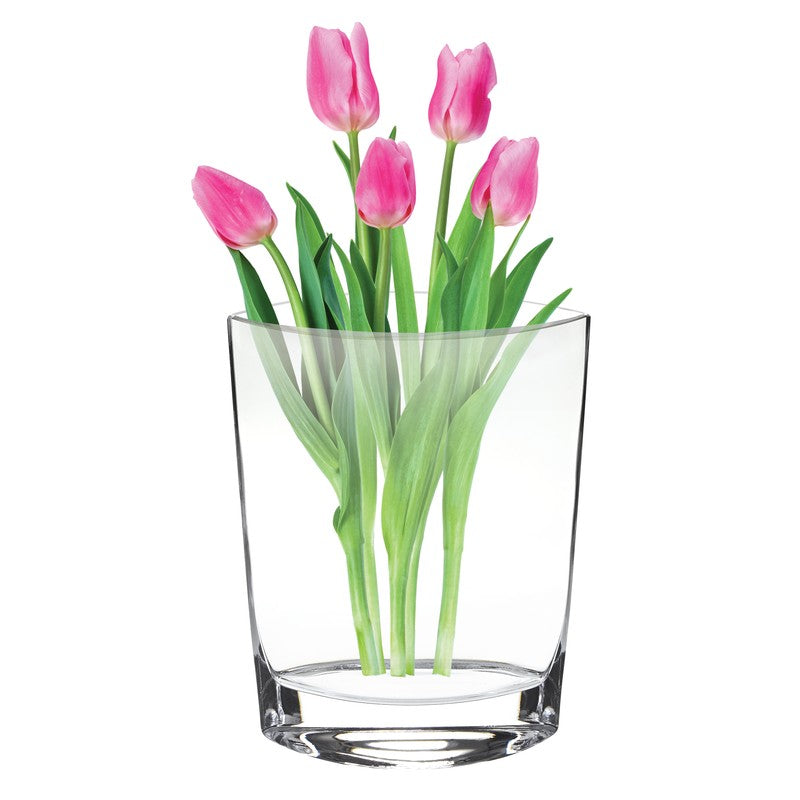 11" Mouth Blown Crystal European Made Pocket Shaped Vase