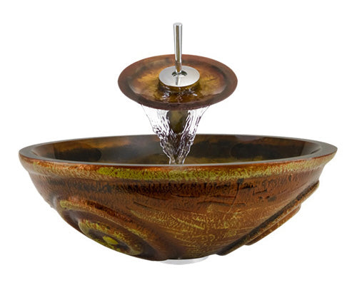Aurora Sinks A06 Painted Glass Vessel Chrome Bathroom Ensemble with Grid Drain