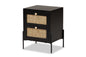 Baxton Studio Rimba Mid-Century Modern Natural Rattan and Black Finished Wood 2-Drawer Nightstand Set of 2