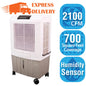 Hessaire MC26A Portable Evaporative Cooler, Humidifier, 2100 Cubic FPM, Cools 700 Sq. Ft., 2.5 GPH, White