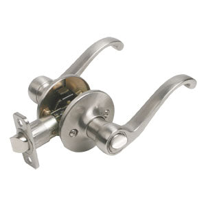 Scroll 2-Way Latch Privacy Door Handle, Adjustable Backset, Satin Nickel