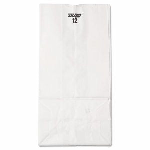#12 Paper Grocery Bag, 40lb White, Standard 7 1/16 x 4 1/2 x 13 3/4, 500 bags