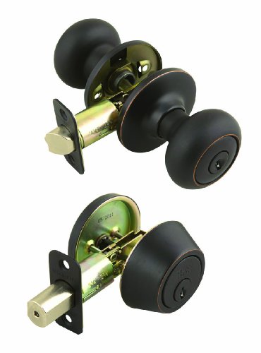 Design House 701813 Cambridge 2-Way Latch Deadbolt and Entry Door Knob, Adjustable Backset, Oil Rubbed Bronze