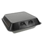 SmartLock Foam Hinged Containers, Large, 9 x 9.13 x 3.25, 1-Compartment, Black, 150/Case