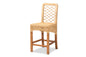 Baxton Studio Moscow Modern Bohemian Natural Brown Rattan and Walnut Brown Mahogany Wood Counter Stool
