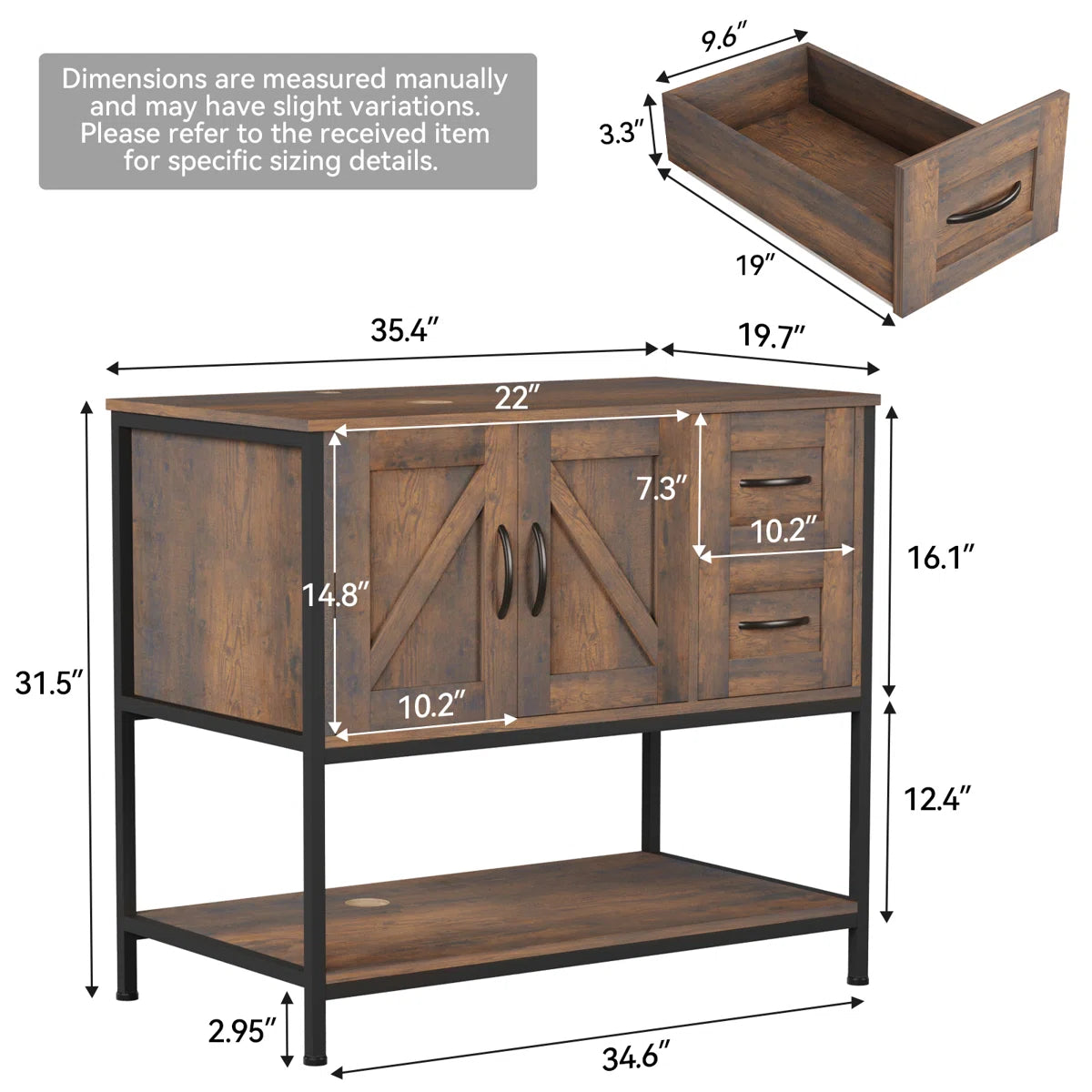 Free Standing Farmhouse Style Bathroom Vanity with Storage