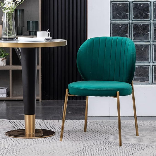 Amoa Contemporary Golden Metal Legs with Velvet Upholstered Dining Chair