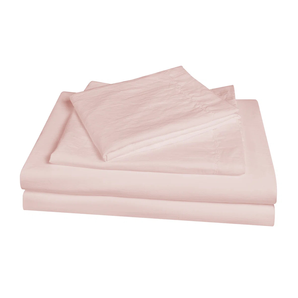 New Open Box Pink Super Soft Crinkle Washed Microfiber Duvet Cover Set
