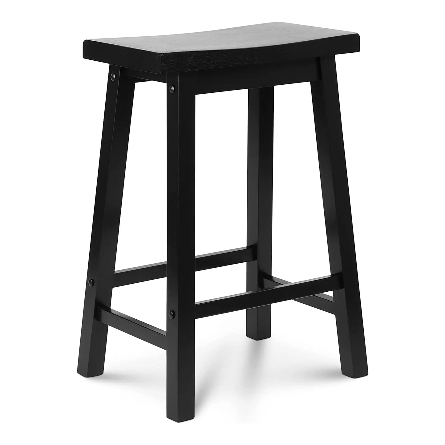 PJ Wood - Classic 24 Inch Saddle Seat Kitchen Bar Counter Stool, Black