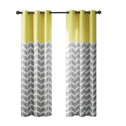 Modern Herringbone Print Blackout Curtains (Pair)