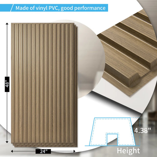 48" x 24" PVC Ceiling Tile,Slat Design 3D Wall Panels,Covers 96 sq.ft. (Set of 12)
