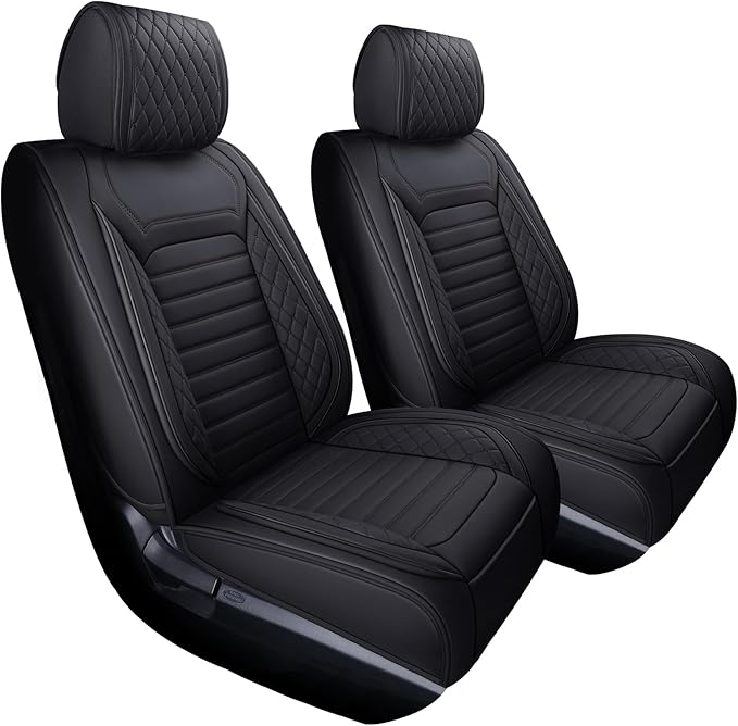 Aierxuan Waterproof Leather Car Seat Covers Full Coverage Universal Fit Black Front only
