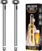 Beer Chiller Sticks for Bottles Cool Unique Gift for Any Beer Lover, Stainless Steel Beverage Cooler, Silver (set of 2)