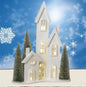 New Gerson 20.75" Lighted Wood Holiday Church House with 3 Trees