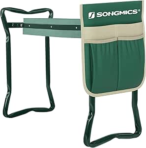 New SONGMICS Garden Kneeler and Seat, Multifunctional Garden Stool Bench, Gardening Gifts, 1 Tool Bag, 15.5 cm Wide, Dark Green