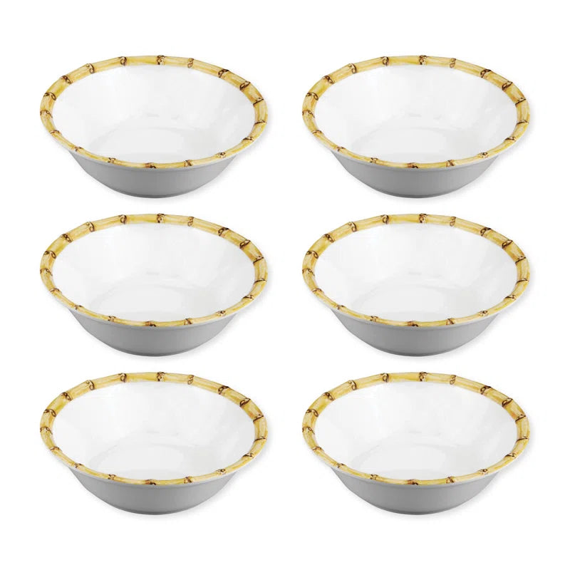 New Bamboo design, 7 1/2" Melamine Bowl S6 (Set of 6)