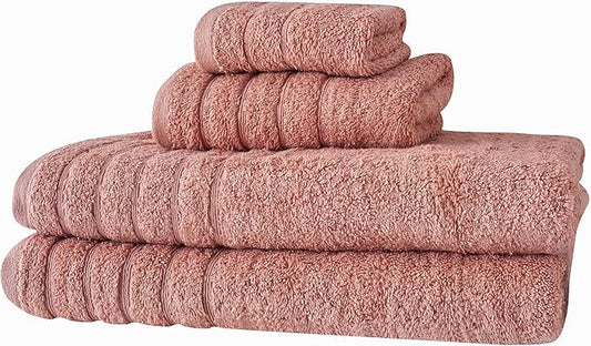 Brand New Barnum 4 Piece 700 GSM Turkish Combed Cotton Family Towel Set with Bath Towels, Rose
