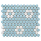 New WS Tiles Porcelain Perfection Sky Blue with White Flower 10-in x 12-in Matte Porcelain Hexagon Mosaic Floor and Wall Tile (11 per carton)