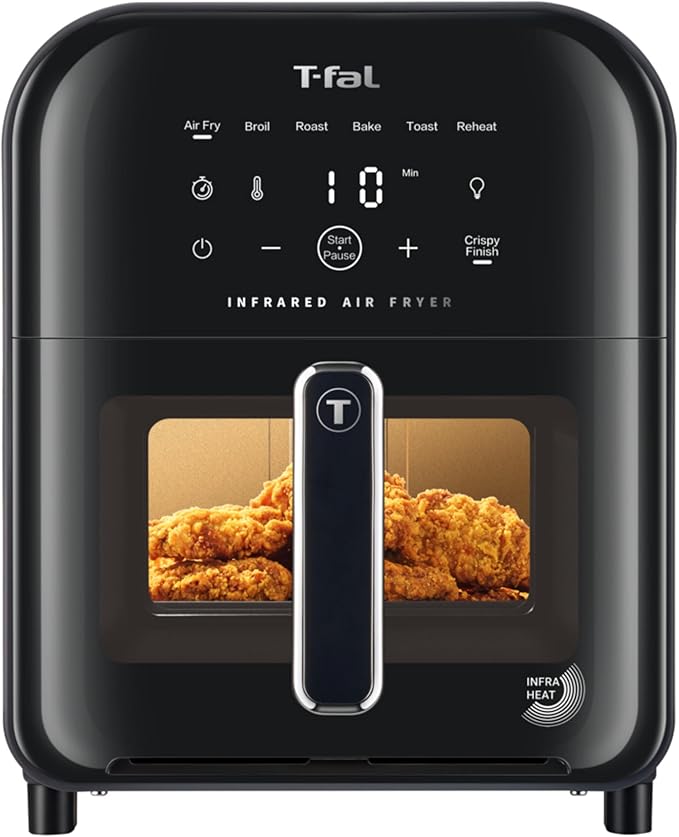 T-fal Infrared Air Fryer, Premium Infra-heat Technology, 7-in-1, 5L/ 5.3 QT, No-Preheating, Visible Window
