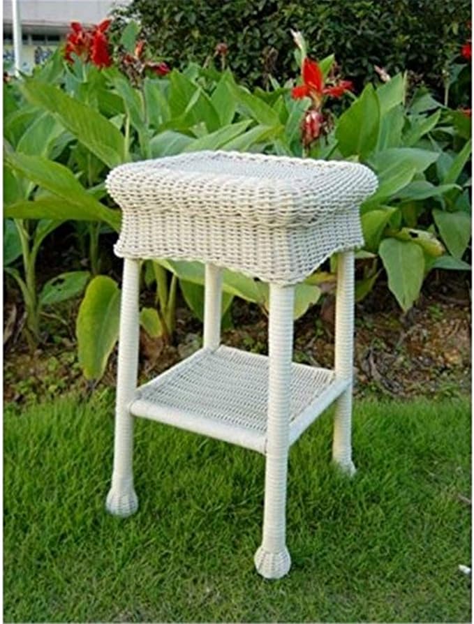 New International Caravan 3160-AM-IC Furniture Piece Small PVC Resin Side Table, Antique Moss