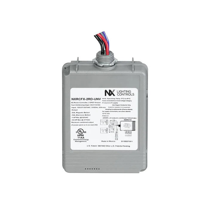 NX Lighting Controls NXRCFX2-2RD-UNV Room Controller, FX Bus Compatible, 2 SPST Switched, Two 0-10VDC Dimming Output