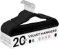 Velvet Hangers, Non-Slip Clothes Hangers with Shoulder Notches, Pants Bar, 360° Swivel Hook, Space-Saving, for Closet, 20 Pack, Ink Black